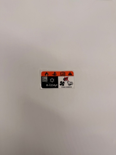 NALEPKA KLIMATYZACJI R-1234YF FIESTA FOCUS MONDEO S-MAX/GALAXY GU5A-19A688-BA 2143948