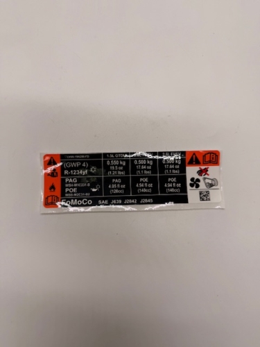 NALEPKA KLIMATYZACJI R-1234YF KUGA LV4A-19A286-FD 2716724